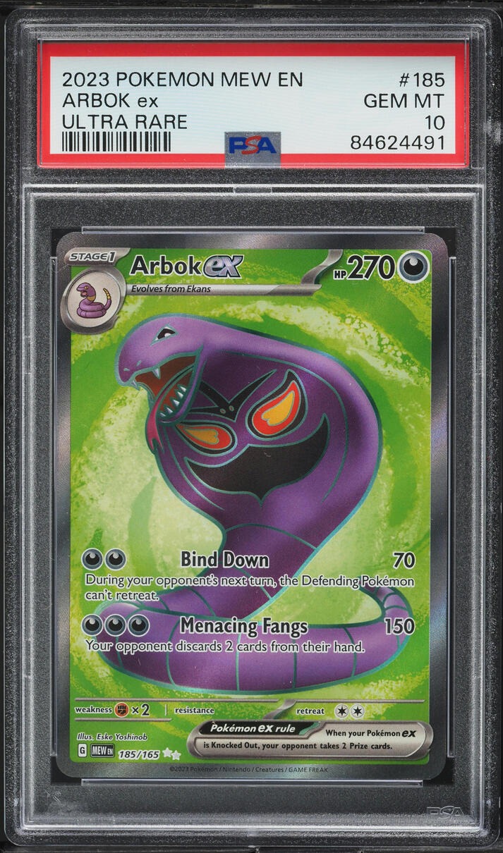 2023 Pokemon Scarlet & Violet 151 Full Art Arbok ex #185 PSA 10 GEM MINT