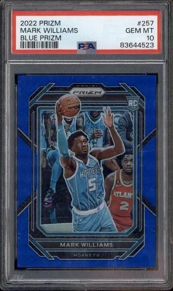 2022-23 Panini Prizm Prizms Blue #257 Mark Williams RC /199 PSA 10
