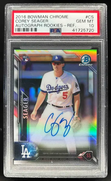 2016 Bowman Chrome Rookie Refractor #BCAR-CS Corey Seager RC Auto /499 PSA 10