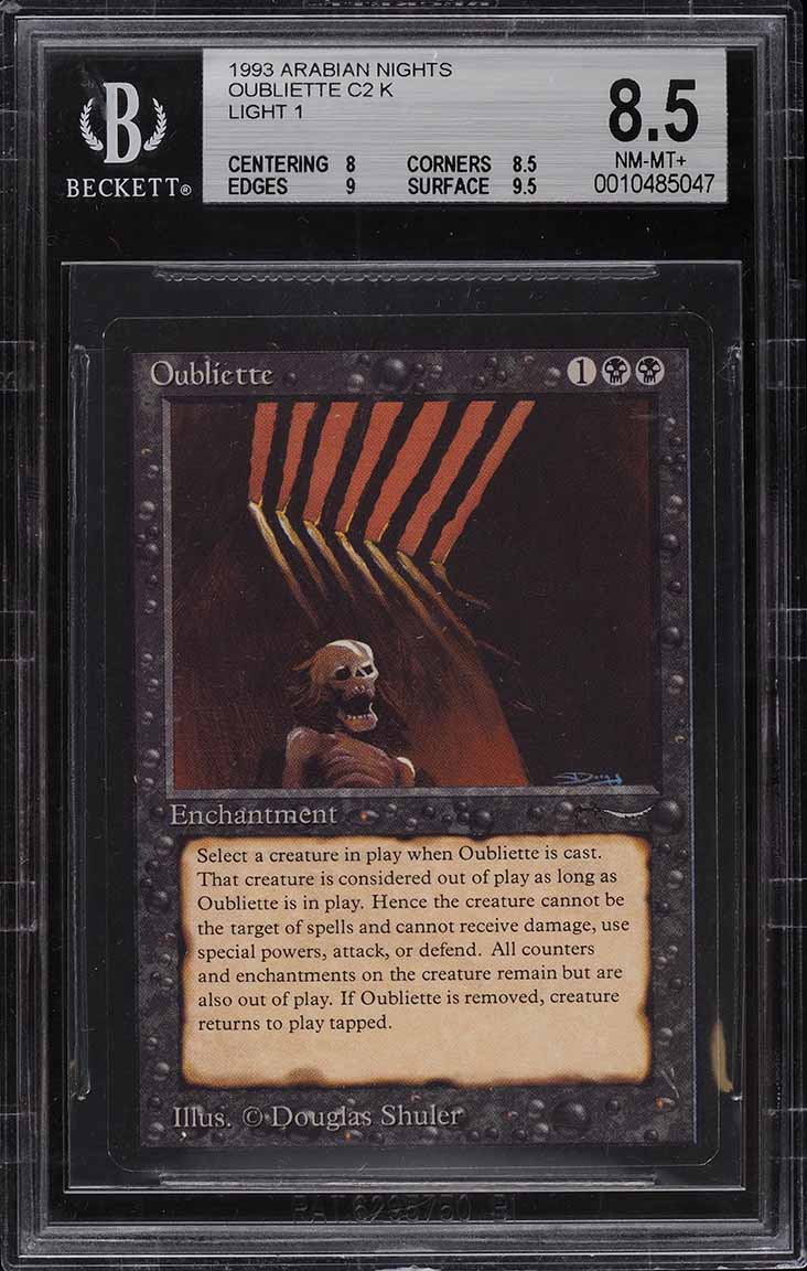 1993 Magic The Gathering Arabian Nights Oubliette Light 1 C2 K BGS 8.5 NM-MT+