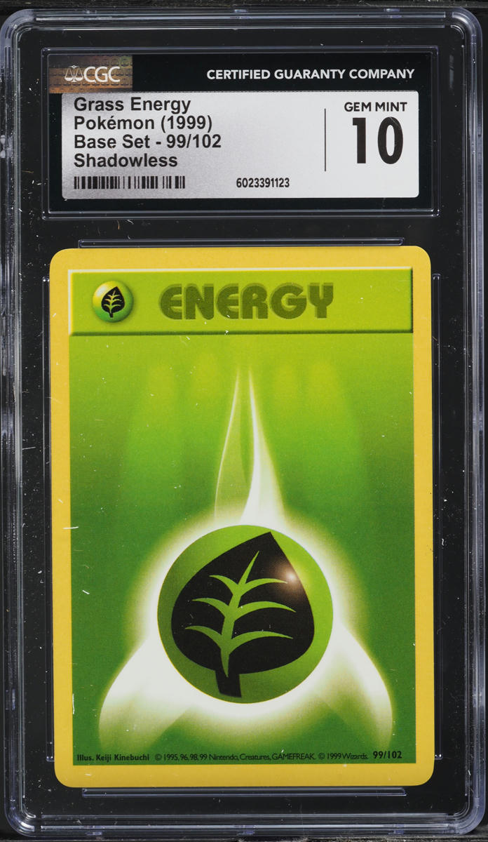1999 Pokemon Base Set Shadowless Grass Energy #99 CGC 10 GEM MINT