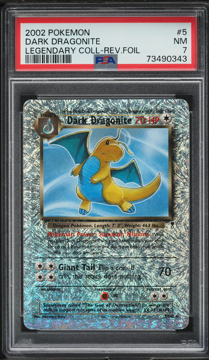 2002 Pokemon Legendary Collection Reverse Holo Dark Dragonite #5 PSA 7 NRMT