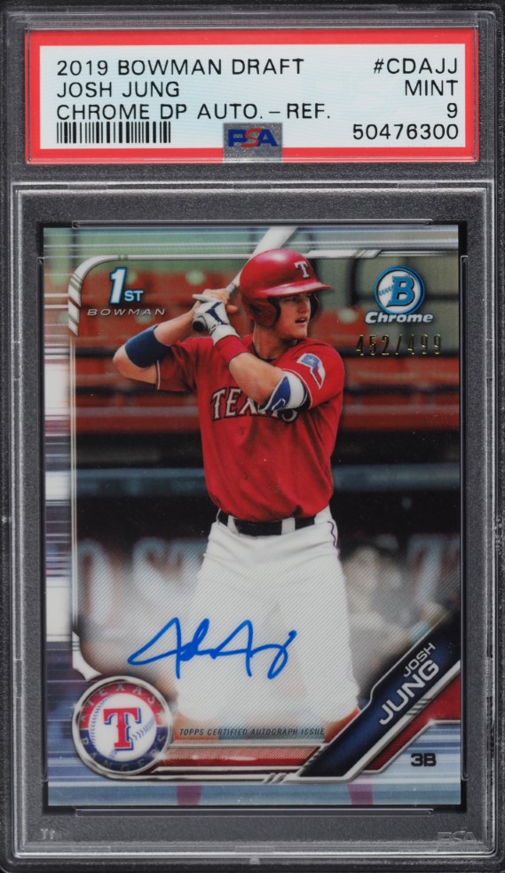 2019 Bowman Chrome Refractor Josh Jung ROOKIE AUTO /499 #CDA-JJ PSA 9 MINT