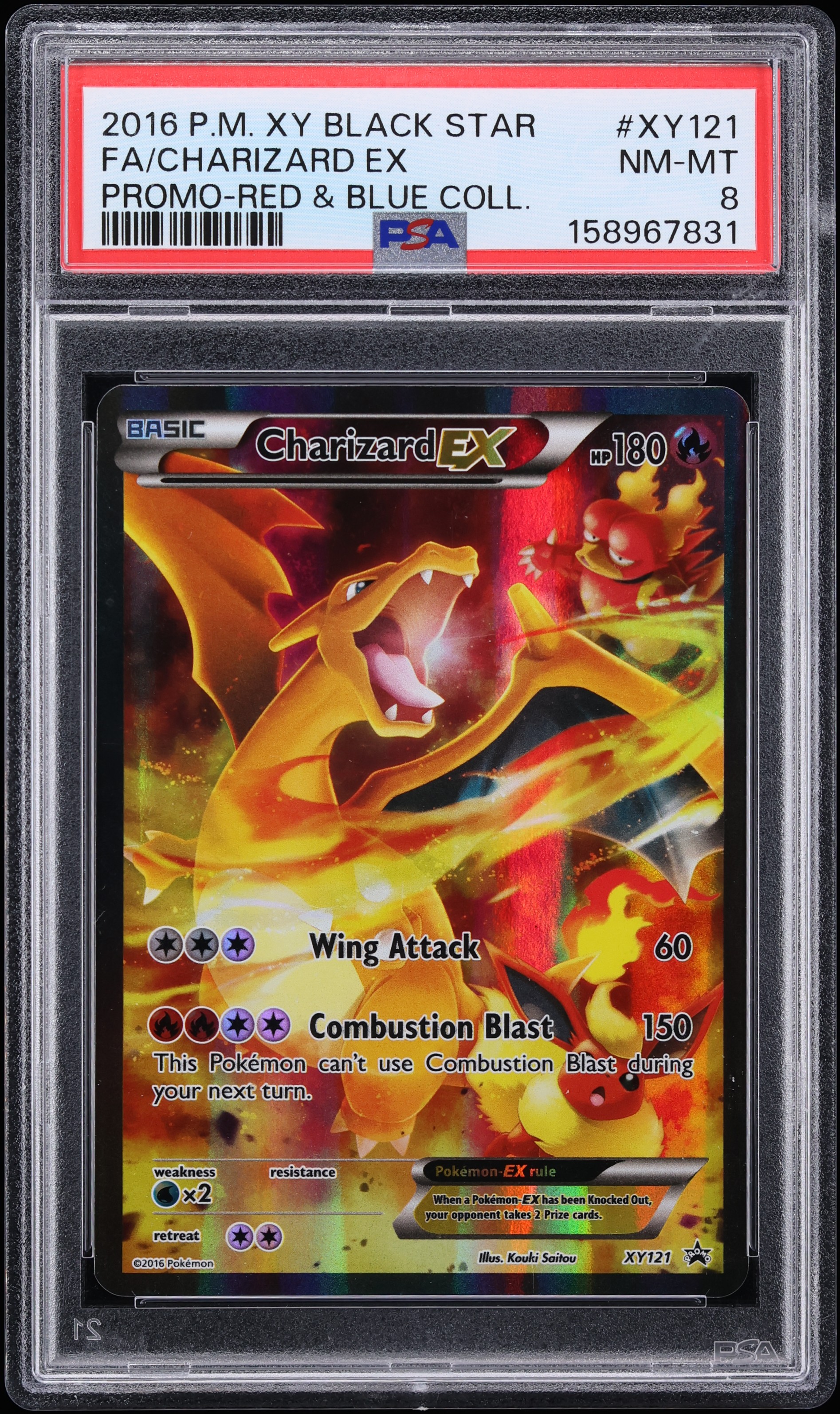 2016 Pokemon XY Promo Red & Blue Collection Full Art Charizard EX #XY121 PSA 8 NM-MT