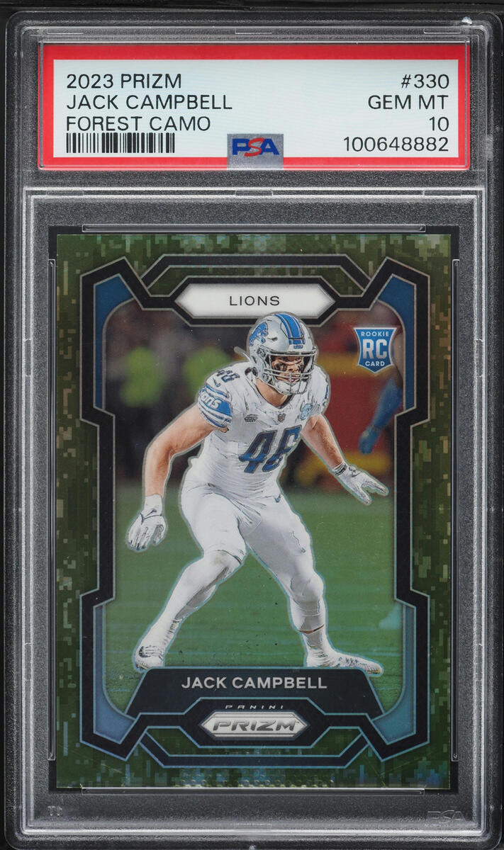 2023 Panini Prizm Forest Camo Jack Campbell ROOKIE /15 #330 PSA 10 GEM MINT