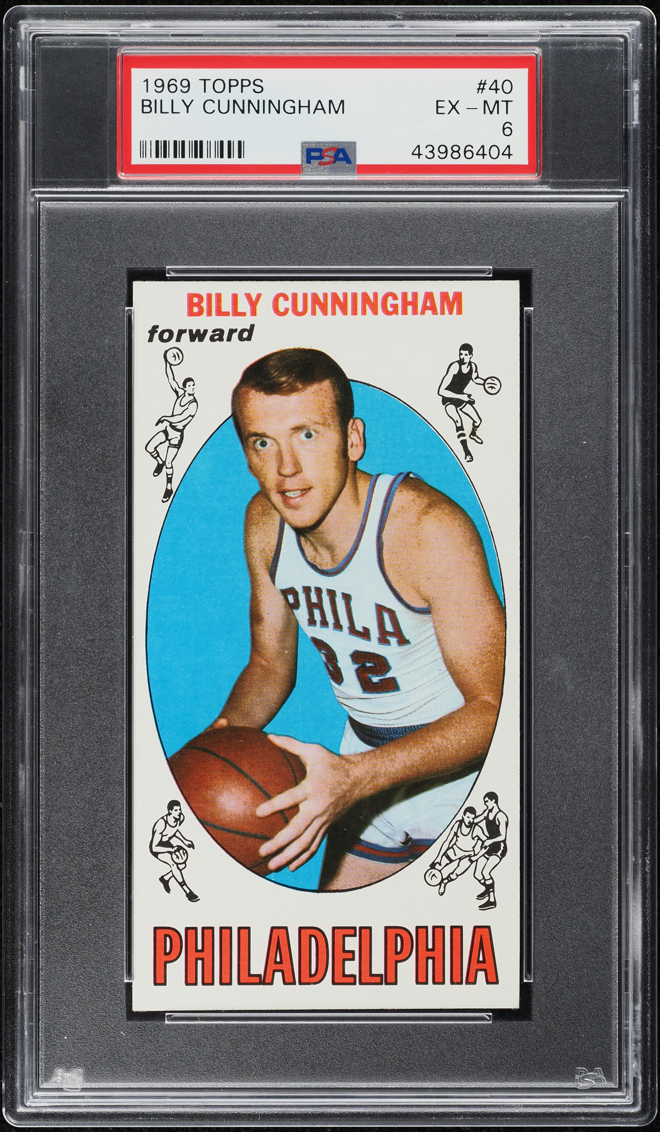 1969 Topps Basketball Billy Cunningham ROOKIE #40 PSA 6 EXMT