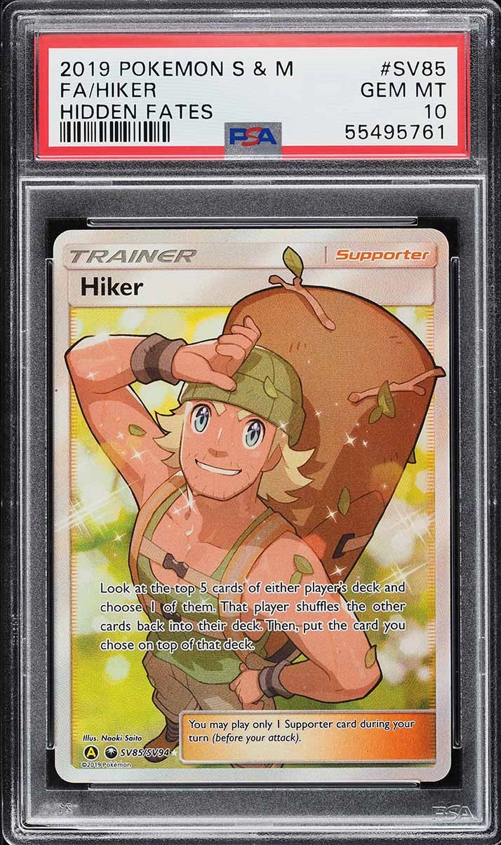 2019 Pokemon Sun & Moon Hidden Fates Full Art Hiker #SV85 PSA 10 GEM MINT