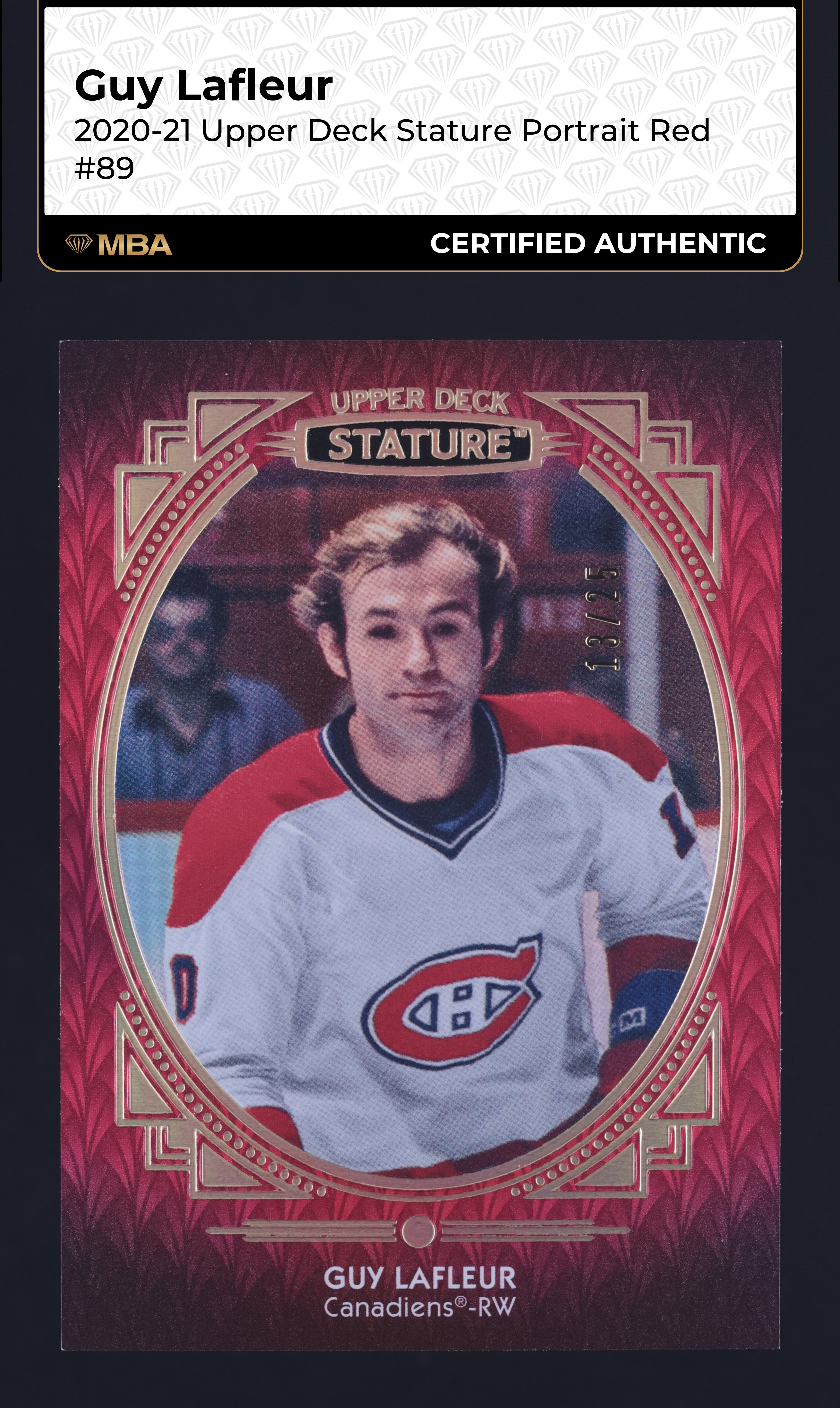 2020 Upper Deck Stature Portrait Red Guy Lafleur /25 #89 MBA AUTH