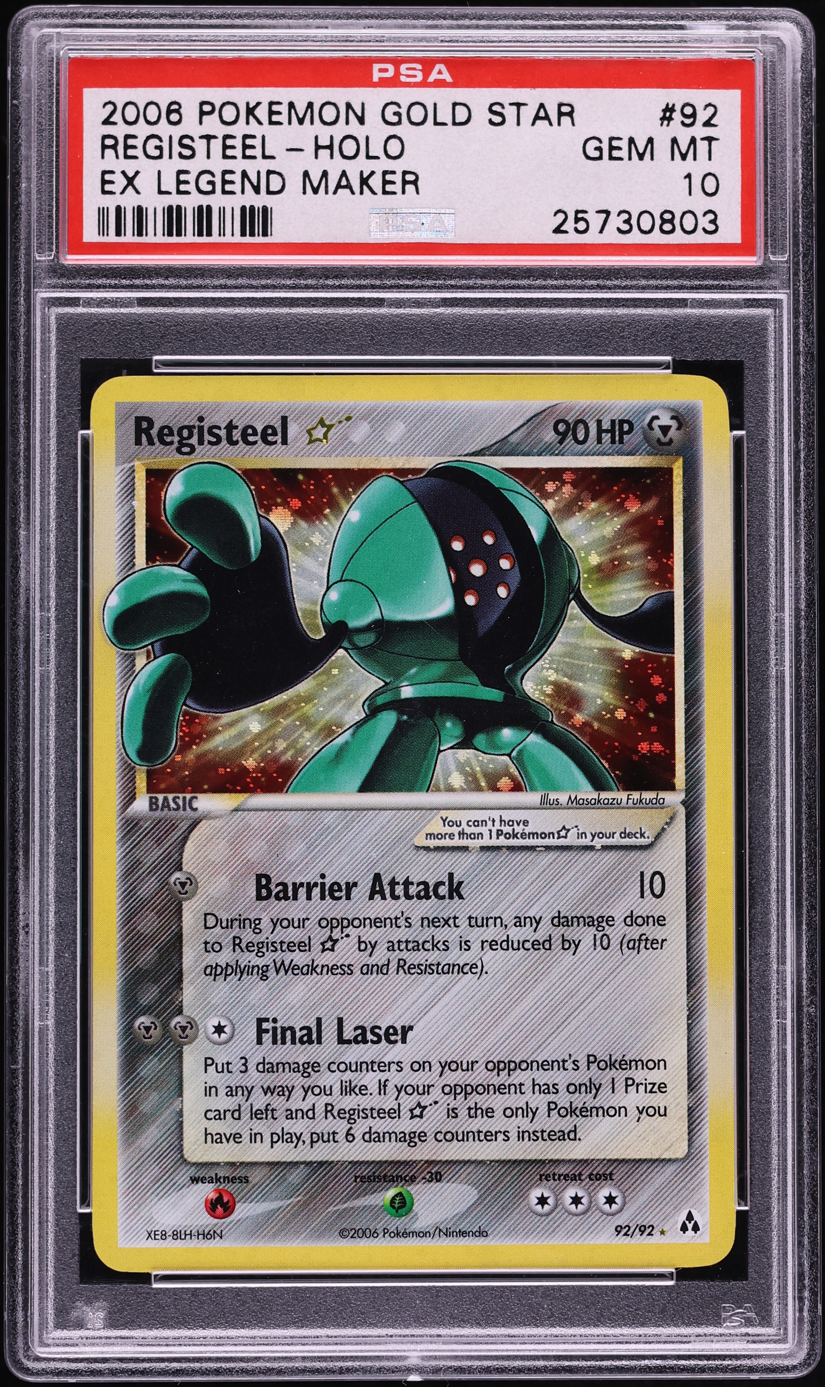 2006 Pokemon EX Legend Maker Holo Registeel Gold Star #92 PSA 10 GEM MINT