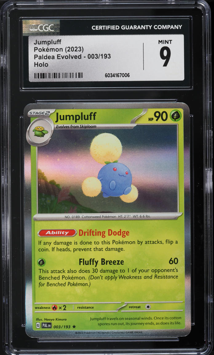 2023 Pokemon Scarlet & Violet Paldea Evolved Holo Jumpluff #3 CGC 9 MINT