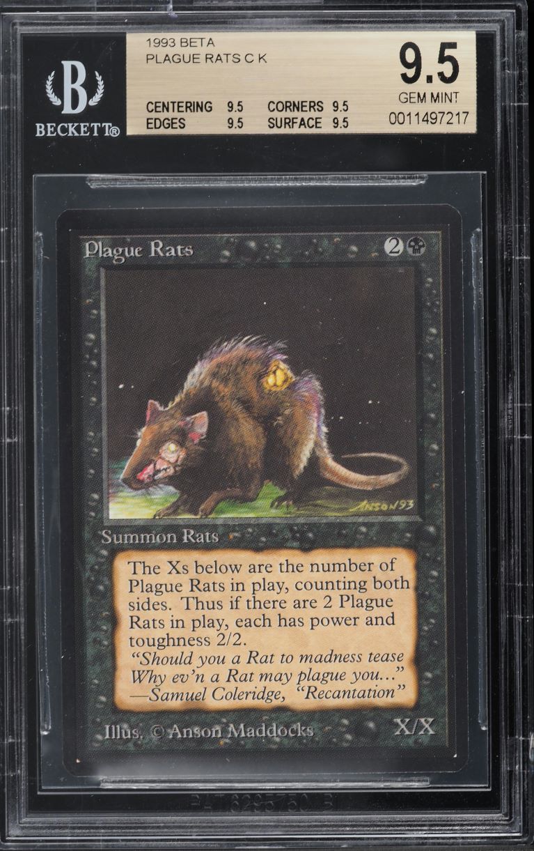 1993 Magic The Gathering MTG Beta Plague Rats C K BGS 9.5 GEM MINT