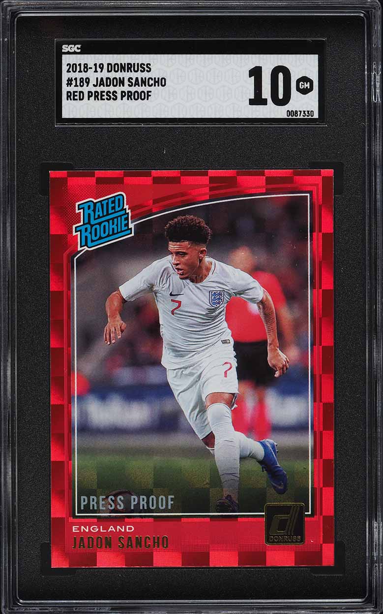 2018 Donruss Red Press Proof Jadon Sancho ROOKIE #189 SGC 10 GEM MINT