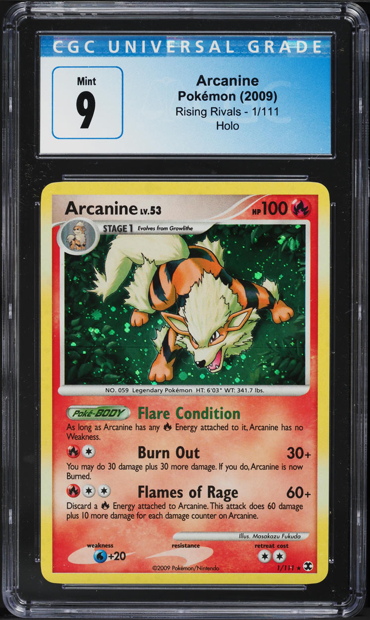 2009 Pokemon Platinum Rising Rivals Holo Arcanine #1 CGC 9 MINT