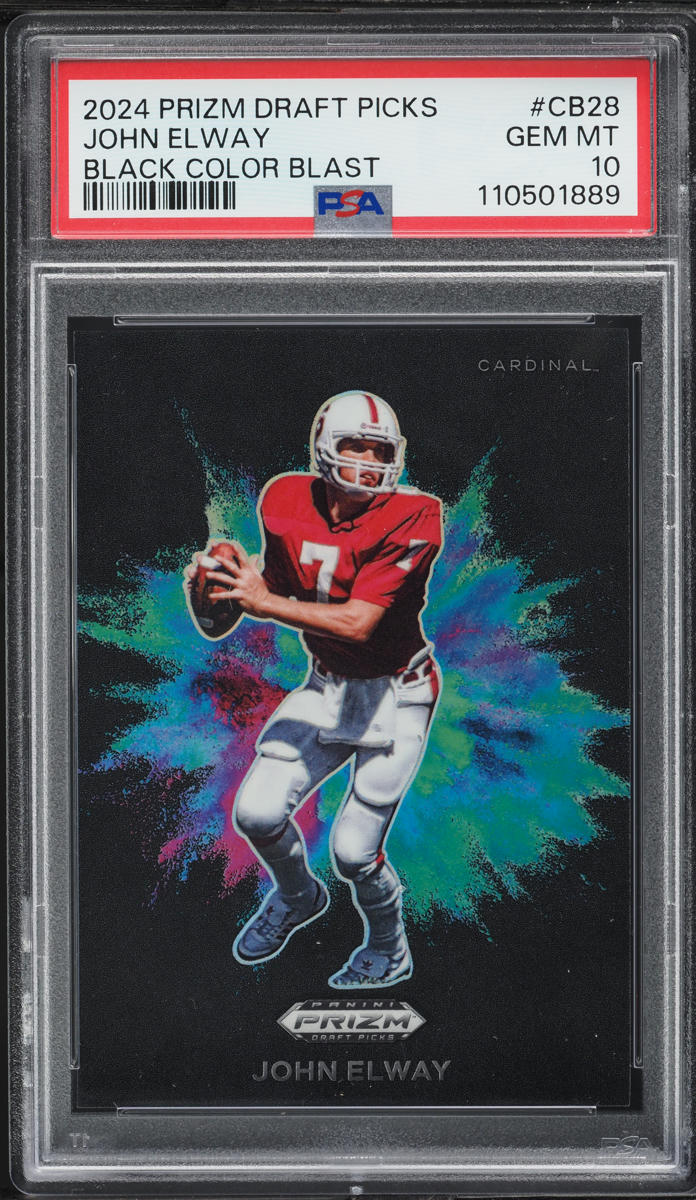 2024 Panini Prizm Draft Picks Black Colorblast John Elway #CB28 PSA 10 GEM MINT