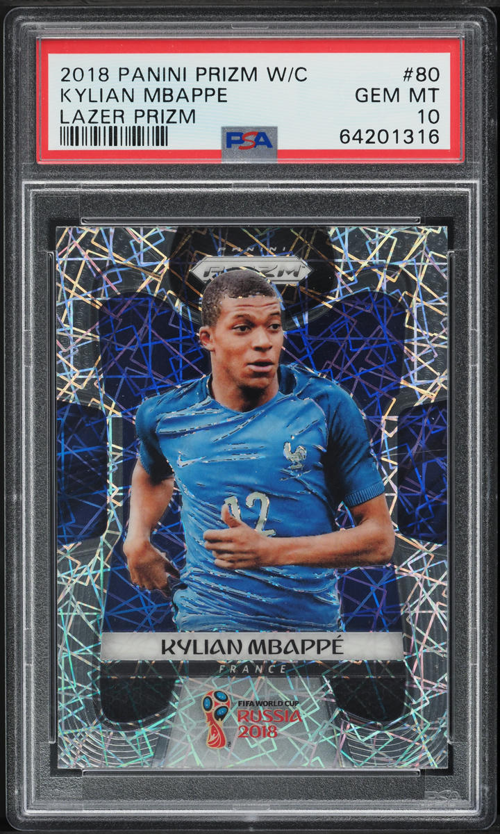 2018 Panini Prizm World Cup Lazer Kylian Mbappe ROOKIE #80 PSA 10 GEM MINT