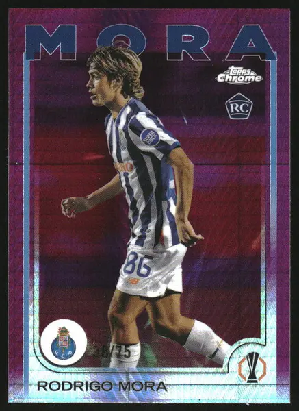 2024-25 Topps Chrome UEFA Magenta Prism Refractor #137 Rodrigo Mora RC /75