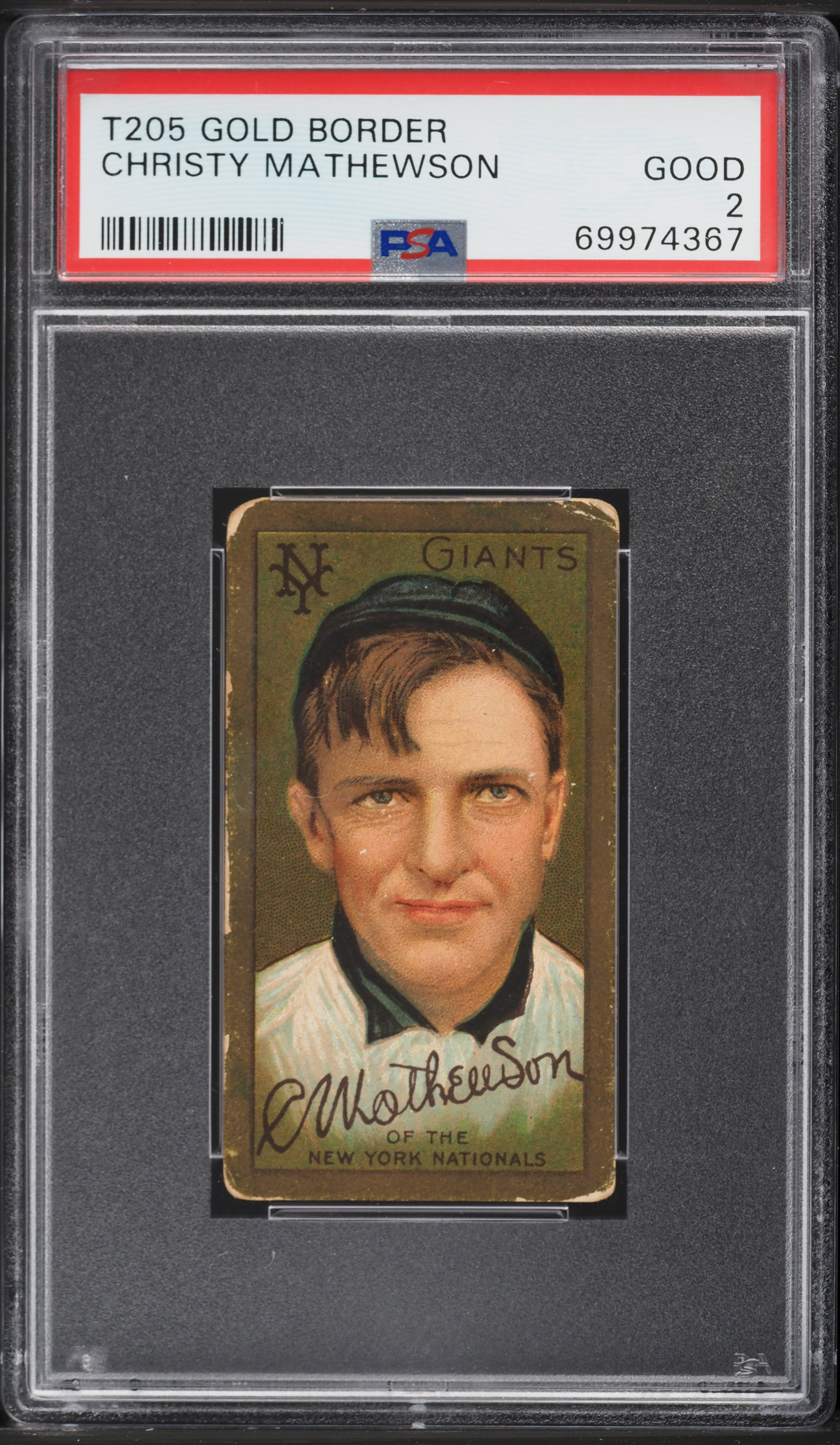 1911 T205 Gold Border Christy Mathewson PSA 2 GD