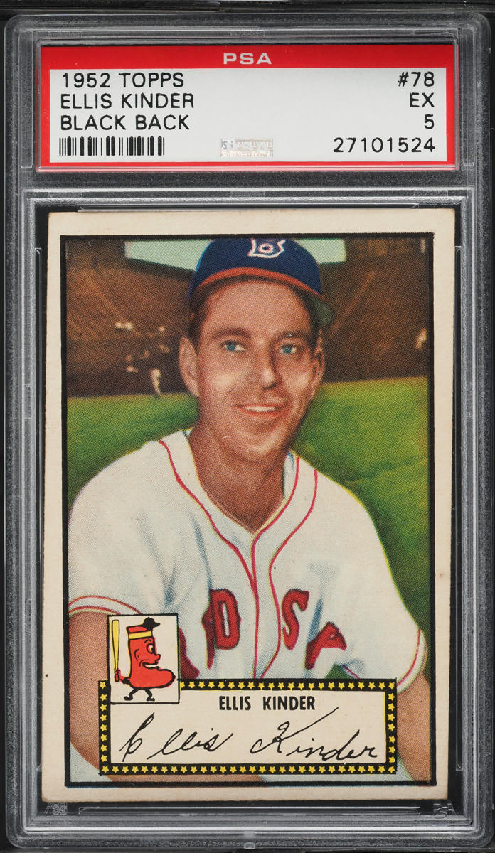 1952 Topps Ellis Kinder BLACK BACK #78 PSA 5 EX
