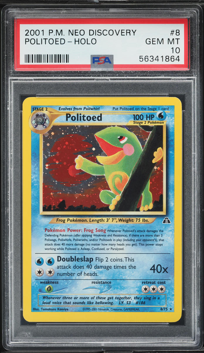 2001 Pokemon Neo Discovery Holo Politoed #8 PSA 10 GEM MINT