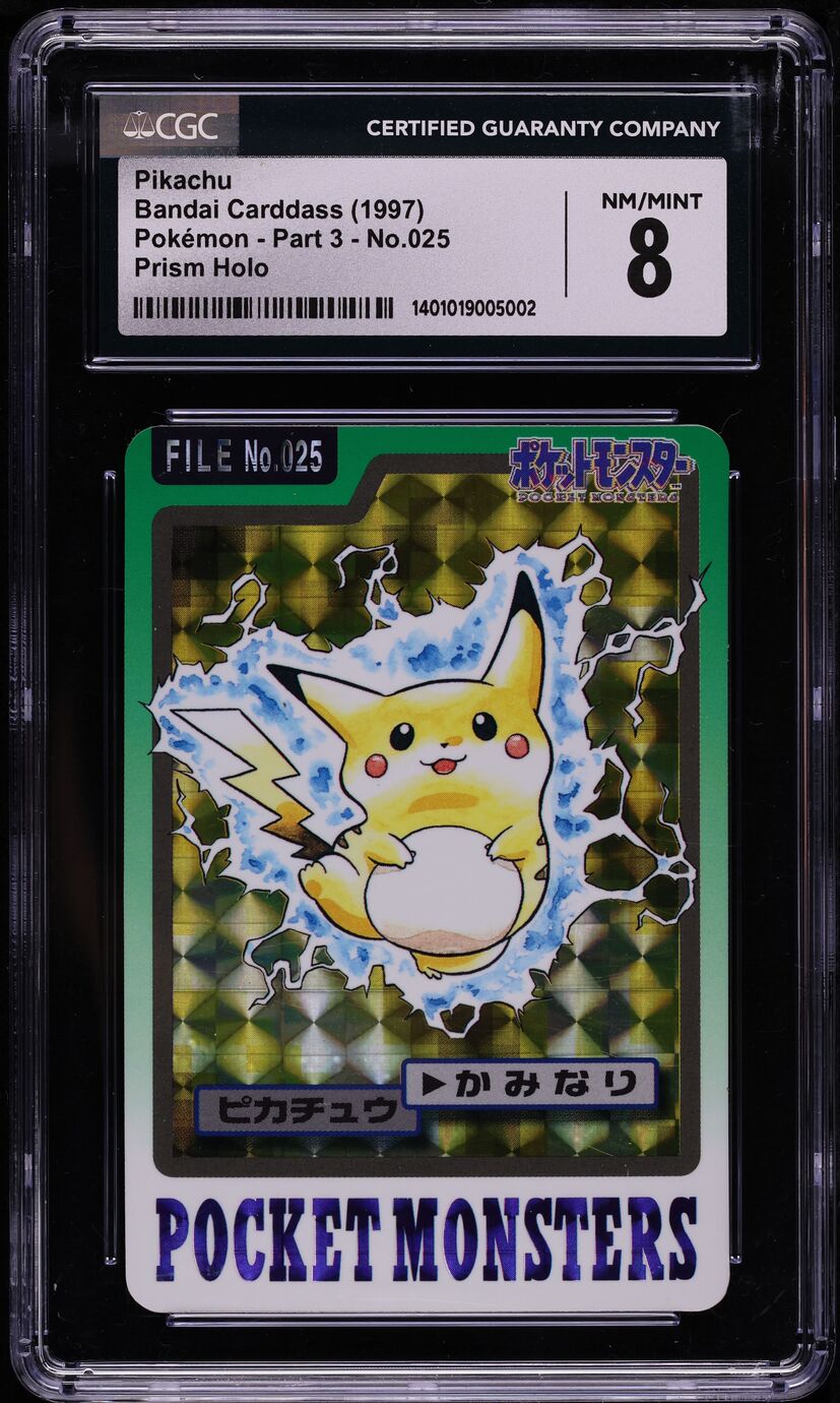 1997 Pokemon Japanese Pocket Monsters Carddass Prism Pikachu #25 CGC 8 NM-MT