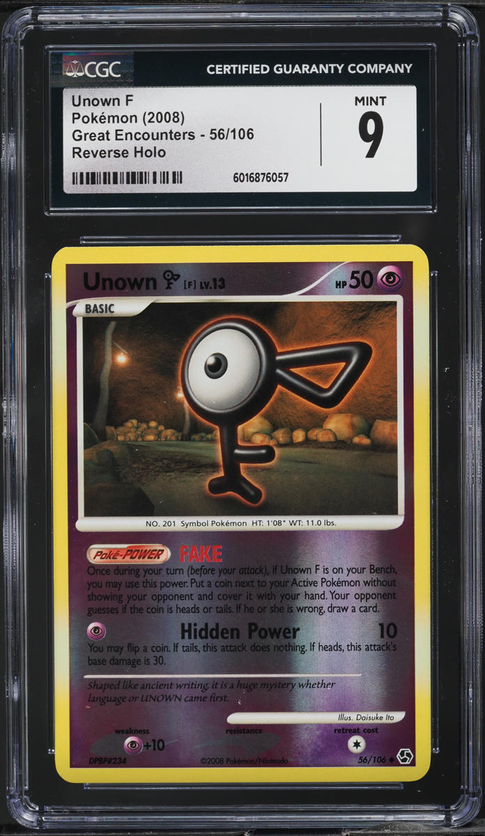 2008 Pokemon Diamond & Pearl Great Encounters Reverse Holo Unown F #56 CGC 9