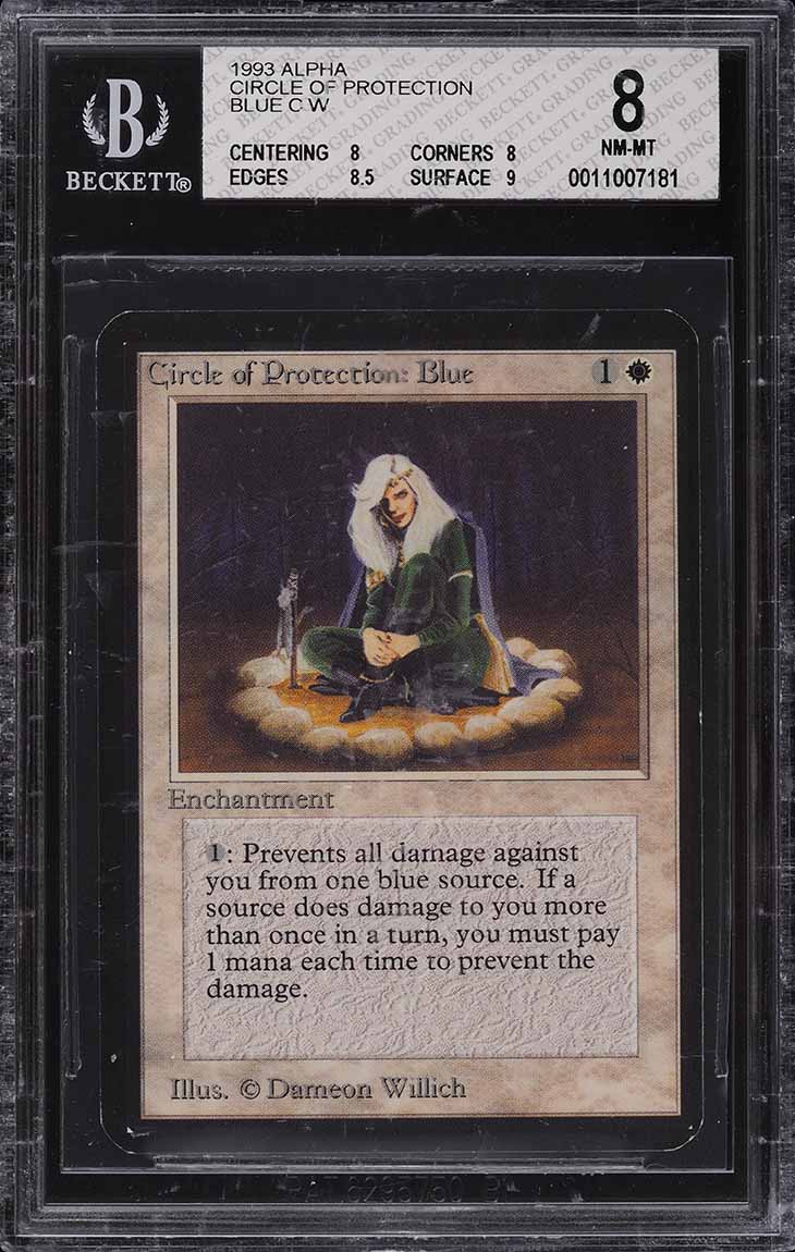 1993 Magic The Gathering Alpha Circle Of Protection: Blue C W #34 BGS 8 NM-MT