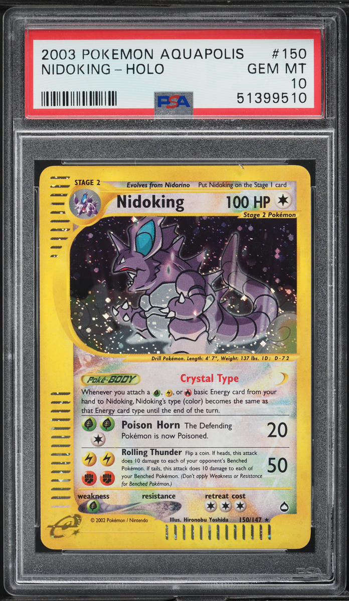 2003 Pokemon Aquapolis Holo Crystal Nidoking #150 PSA 10 GEM MINT