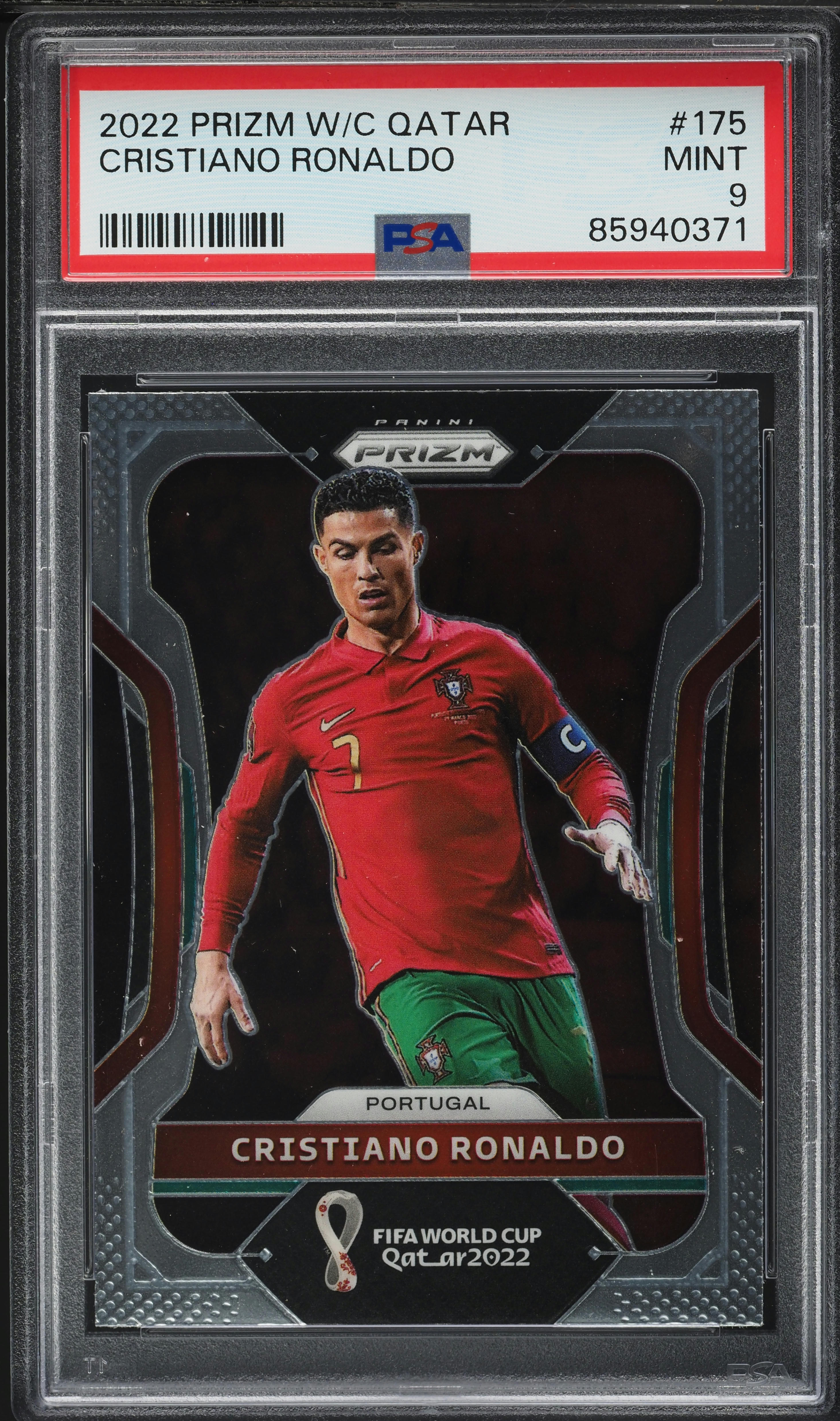 2022 Panini Prizm World Cup Qatar Cristiano Ronaldo #175 PSA 9 MINT