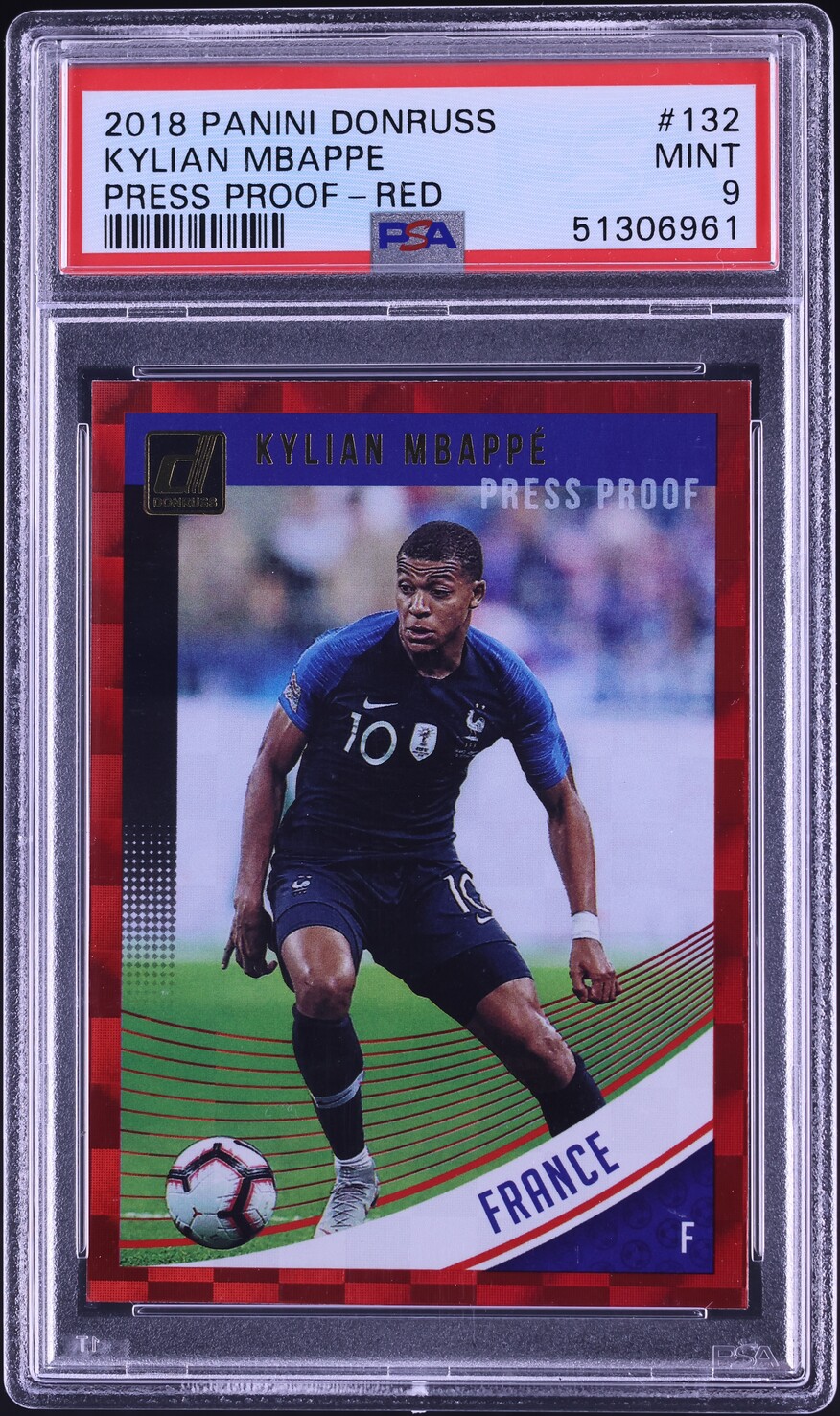 2018 Donruss Press Proof Red Kylian Mbappe ROOKIE #132 PSA 9 MINT