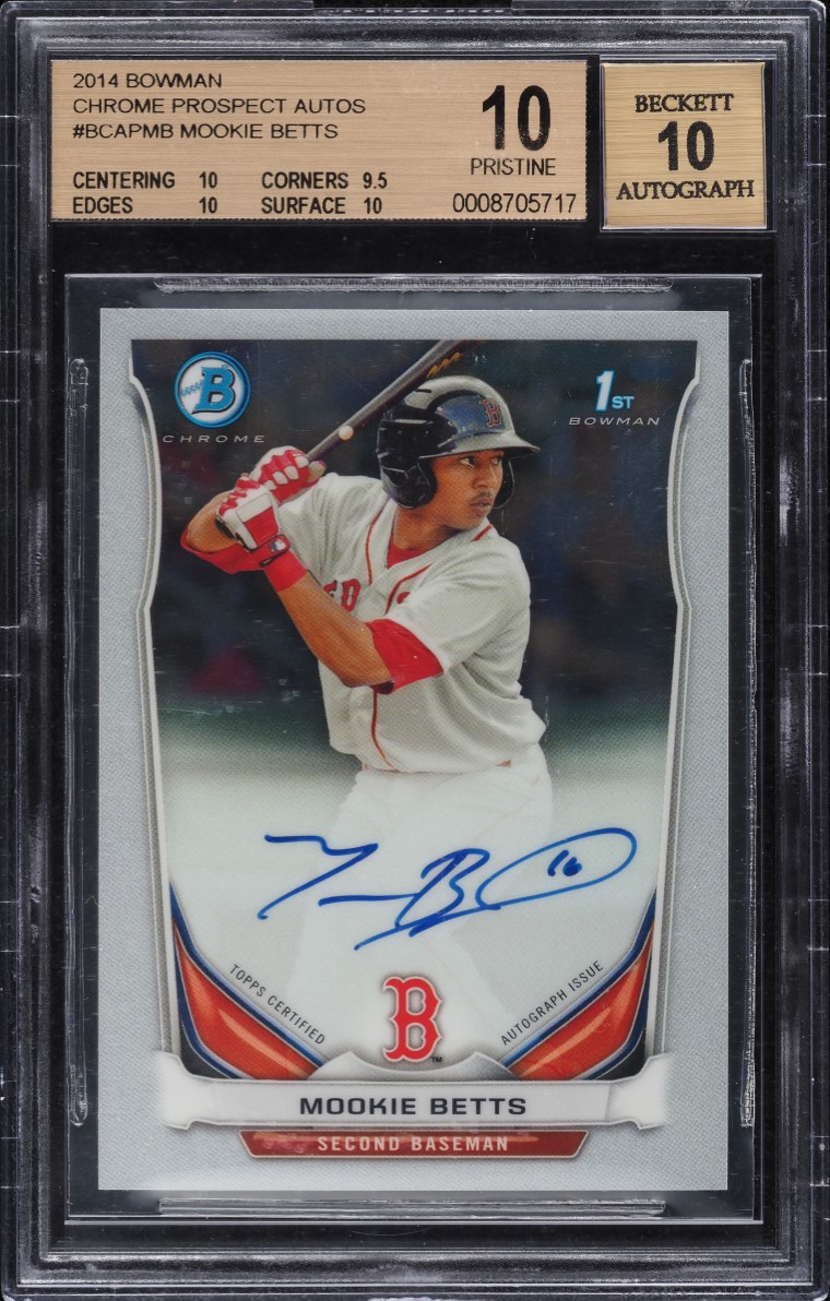 2014 Bowman Chrome Prospect Mookie Betts ROOKIE AUTO #BCAP-MB BGS 10 PRISTINE