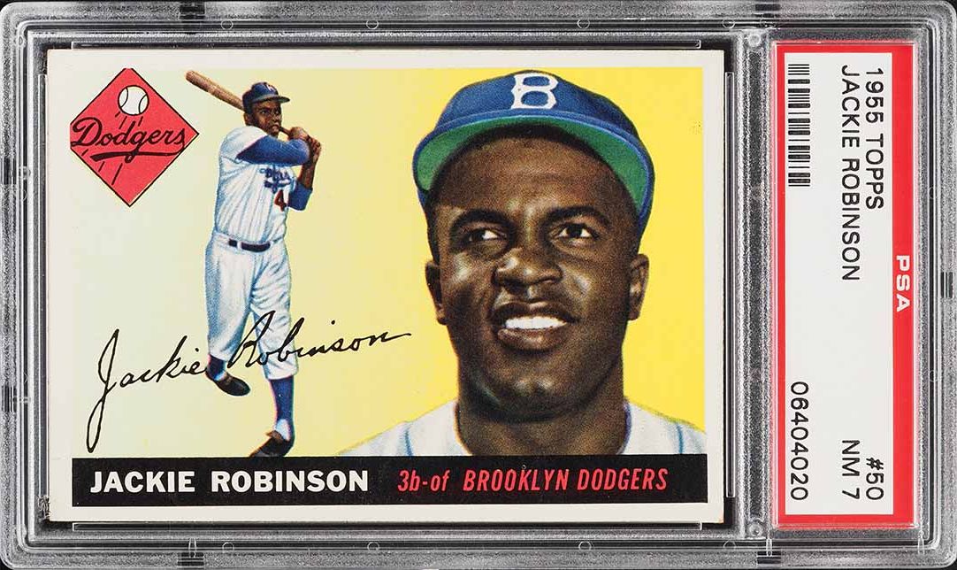 1955 Topps Jackie Robinson PARTIAL DIAMOND #50 PSA 7 NRMT