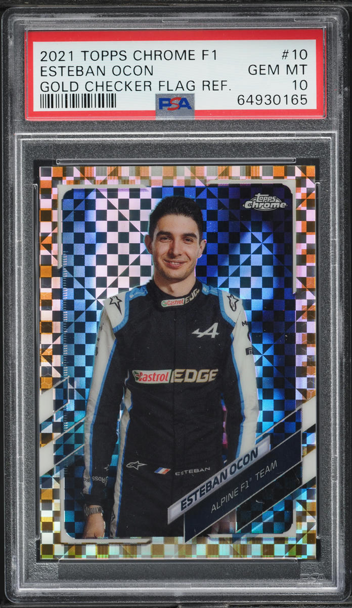 2021 Topps Chrome Formula 1 F1 Gold Checker Flag Esteban Ocon /50 #10 PSA 10 GEM