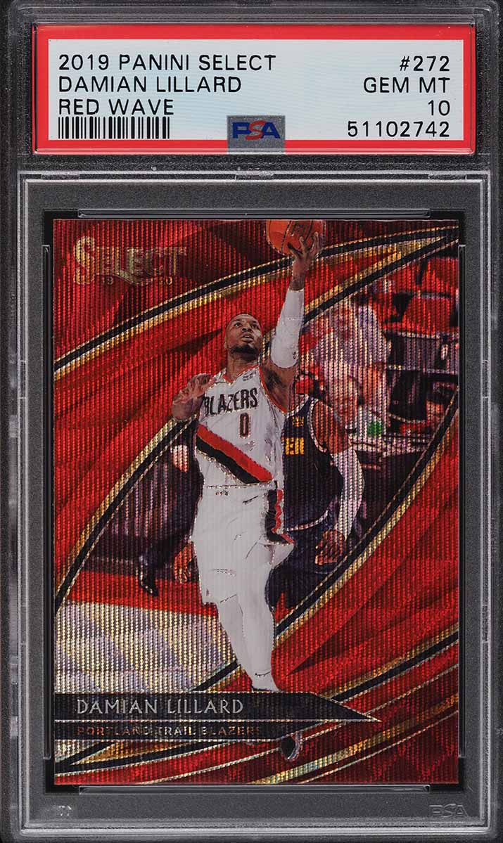 2019 Select Courtside Red Wave Prizm Damian Lillard #272 PSA 10 GEM MINT