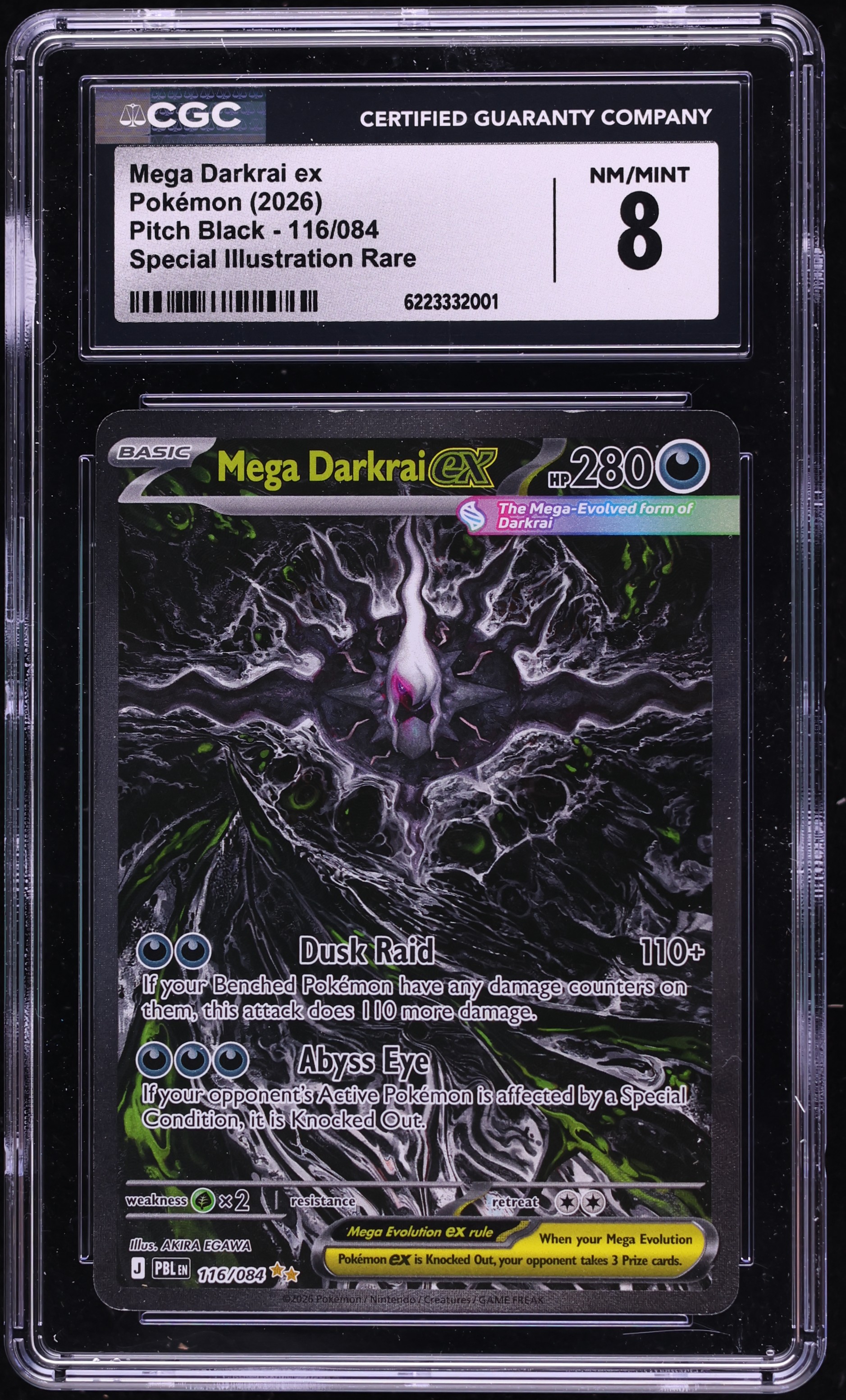 2026 Pokemon Mega Evolution Pitch Black SIR Mega Darkrai EX #116 CGC 8 NM-MT