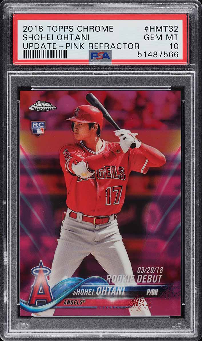 2018 Topps Chrome Update Pink Refractor Shohei Ohtani ROOKIE #HMT32 PSA 10 GEM