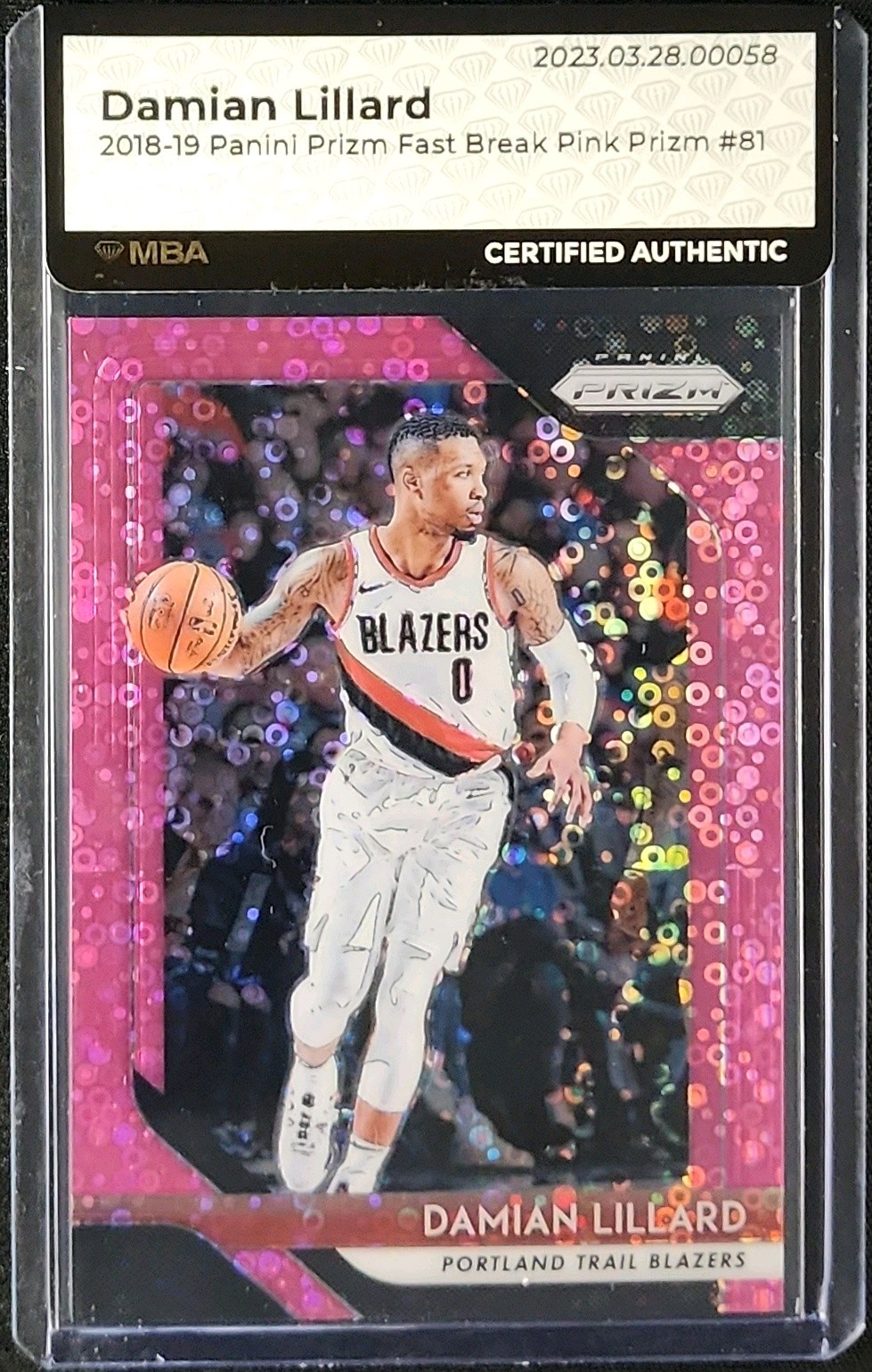 2018 Panini Prizm Fast Break Pink Damian Lillard /50 #81 MBA AUTH