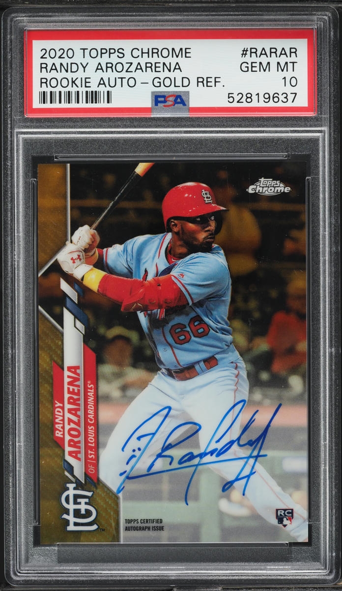 2020 Topps Chrome Gold Refractor Randy Arozarena ROOKIE AUTO /50 PSA 10 GEM MINT