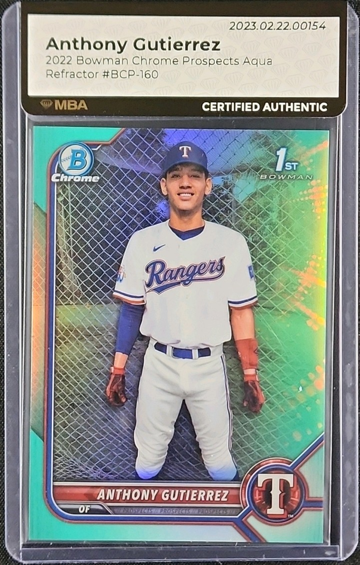 2022 Bowman Chrome Aqua Refractor Anthony Gutierrez ROOKIE /125 #BCP160 MBA AUTH