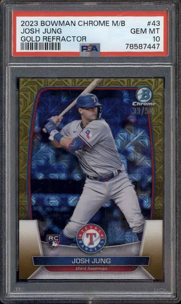 2023 Bowman Mega Box Chrome Gold Refractor #43 Josh Jung RC /50 PSA 10
