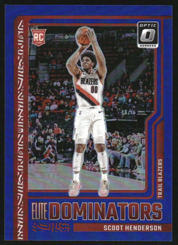 2023-24 Donruss Optic Elite Dominators Blue #10 Scoot Henderson RC /49