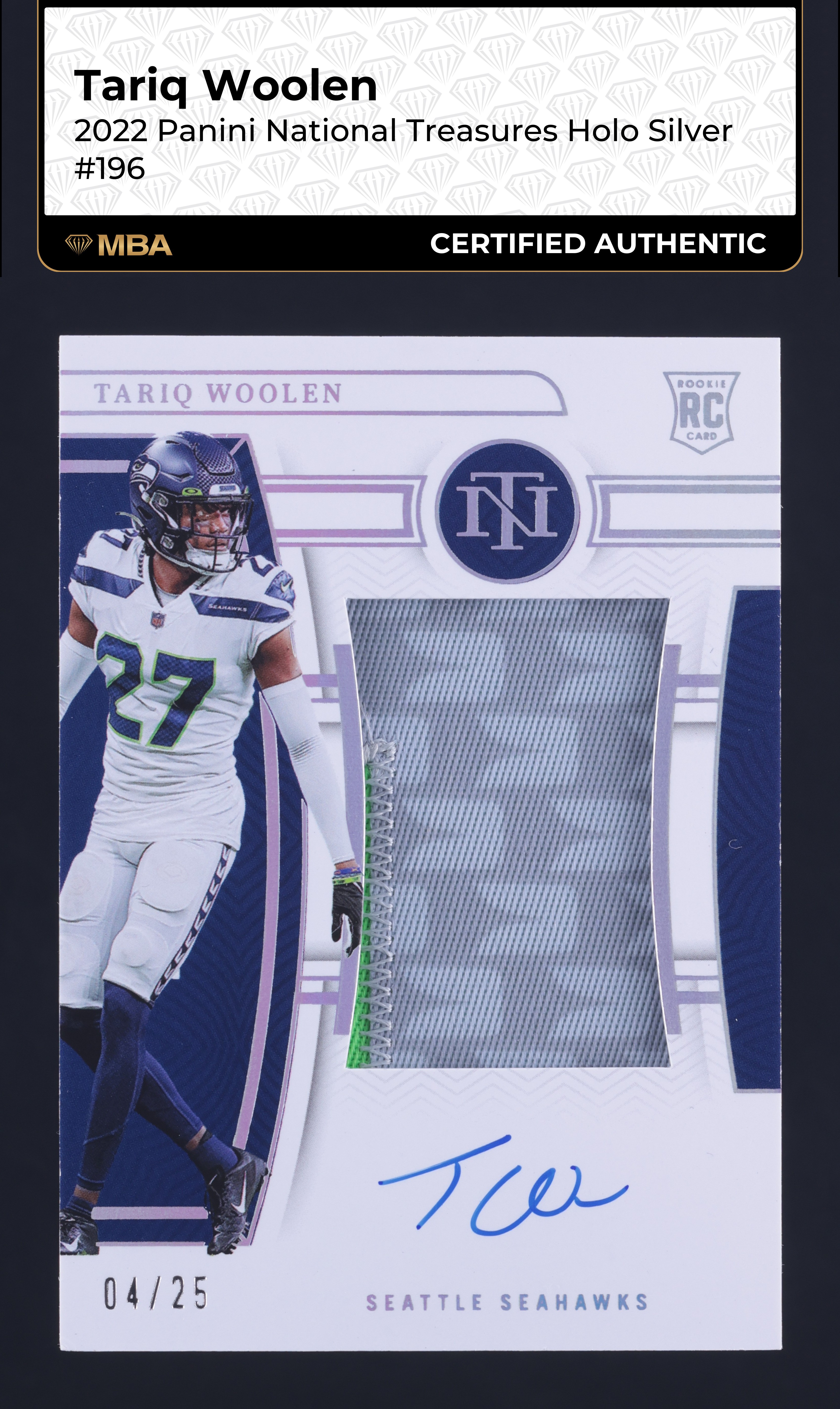 2022 National Treasures Silver Tariq Woolen ROOKIE PATCH AUTO /25 #196 MBA AUTH