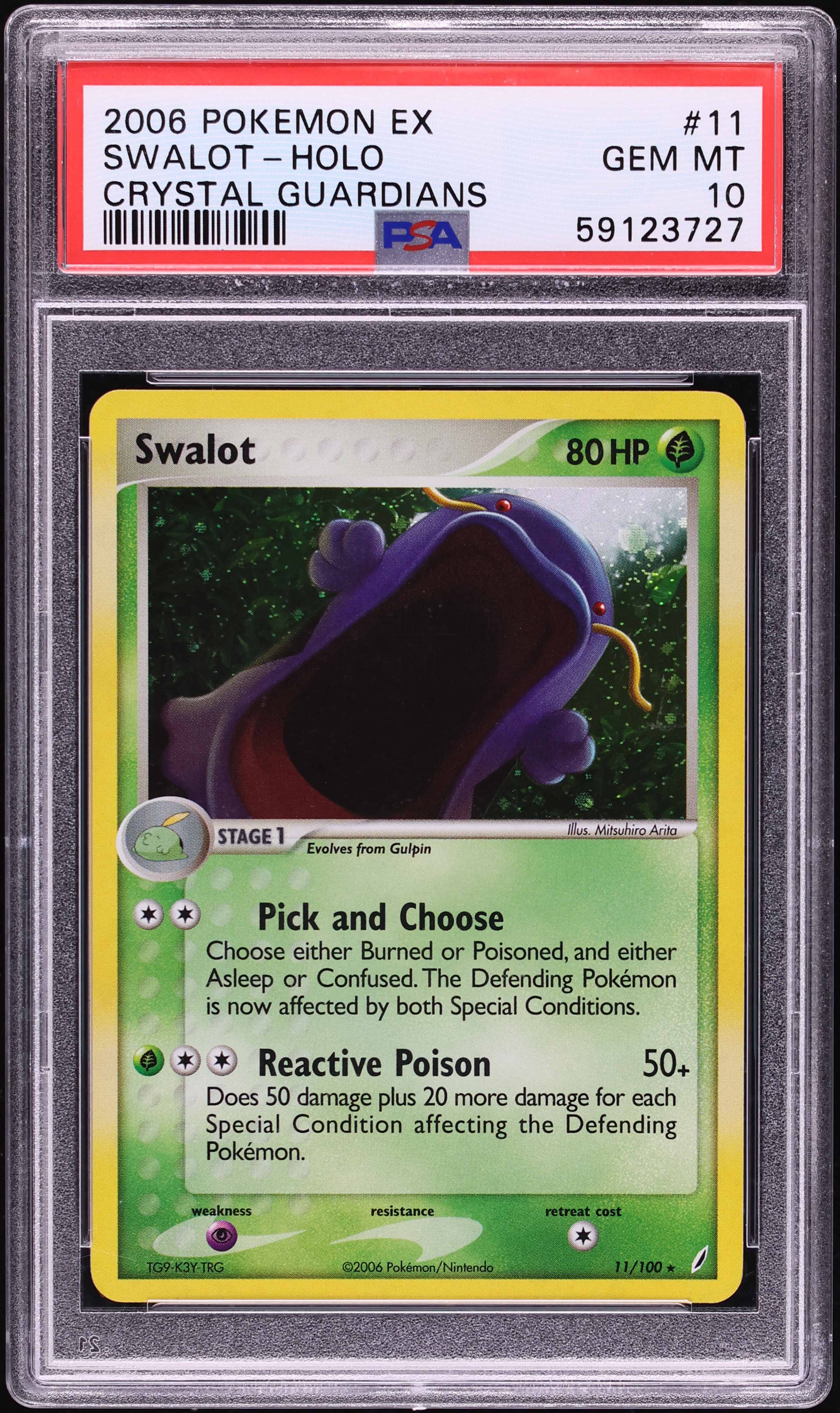 2006 Pokemon EX Crystal Guardians Holo Swalot #11 PSA 10 GEM MINT