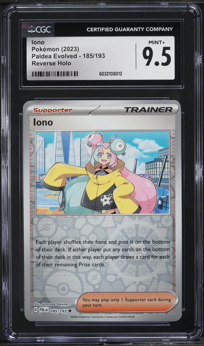 2023 Pokemon SV Paldea Evolved Reverse Holo Iono #185 CGC 9.5 MINT+