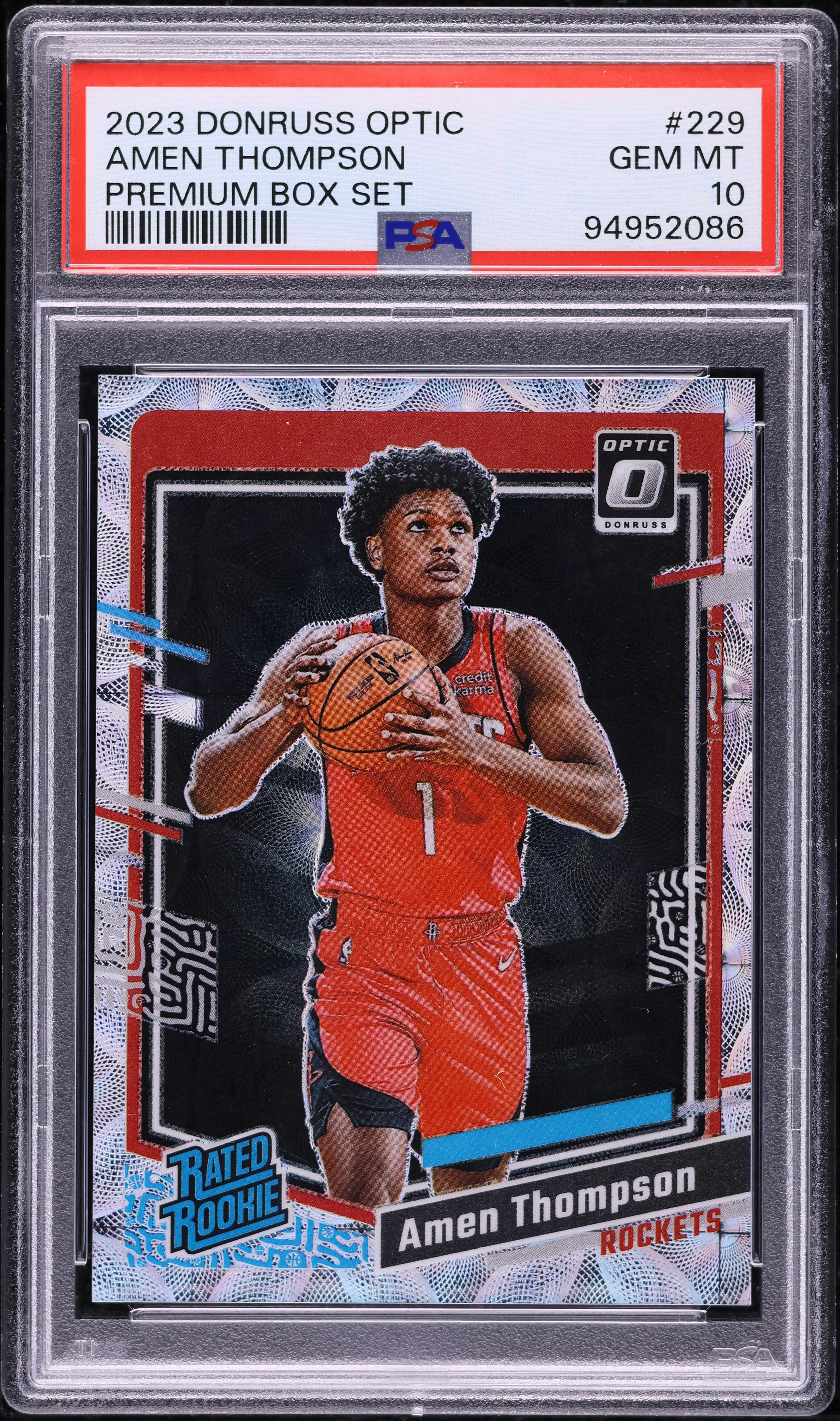 2023 Donruss Optic Premium Box Set Amen Thompson ROOKIE /249 #229 PSA 10 GEM