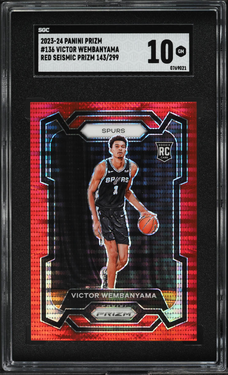 2023 Panini Prizm Red Seismic Victor Wembanyama ROOKIE /299 #136 SGC 10 GEM MINT