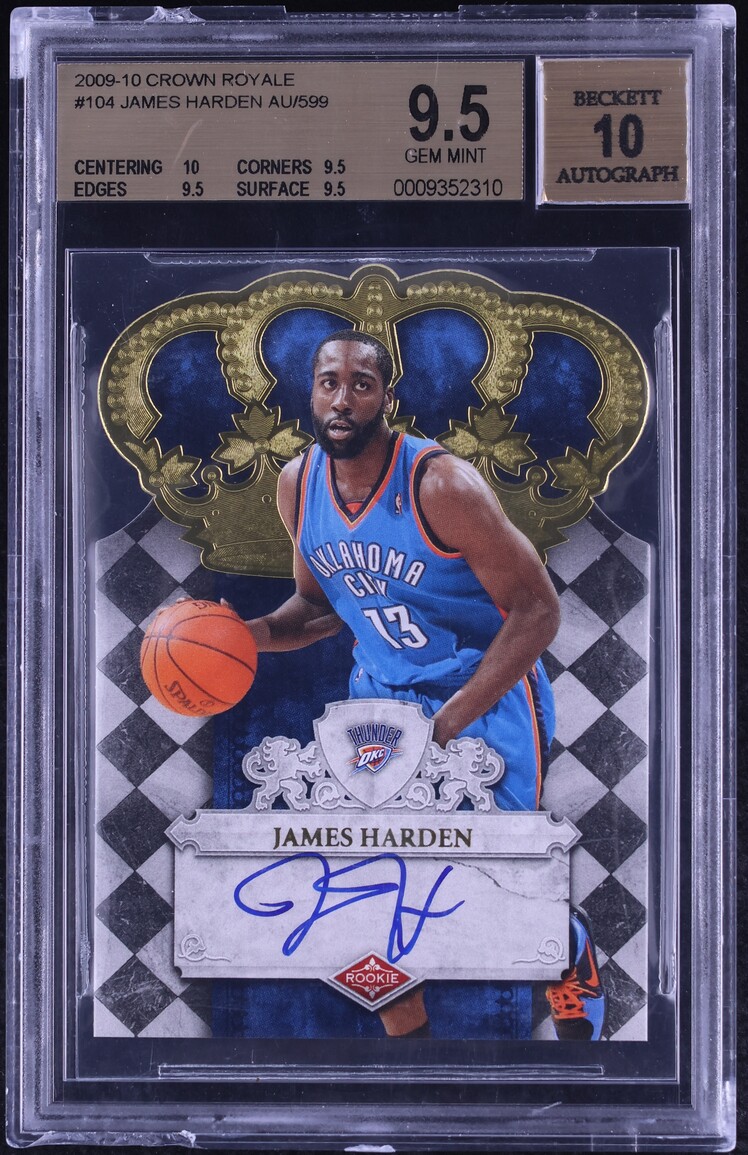 2009 Crown Royale Die-Cut James Harden ROOKIE AUTO /599 #104 BGS 9.5 GEM MINT