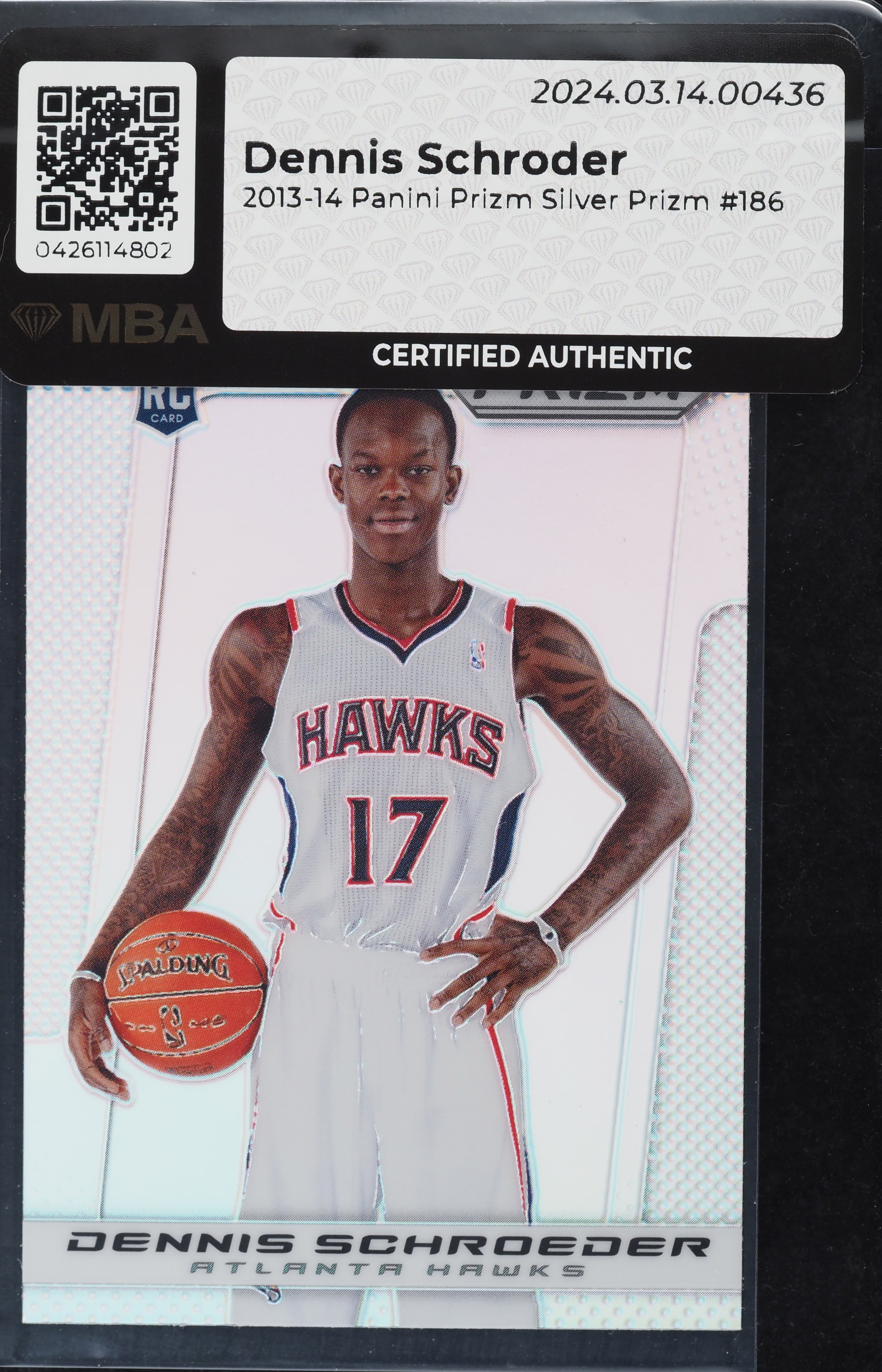 2013 Panini Prizm Silver Dennis Schroder ROOKIE #186 MBA AUTH