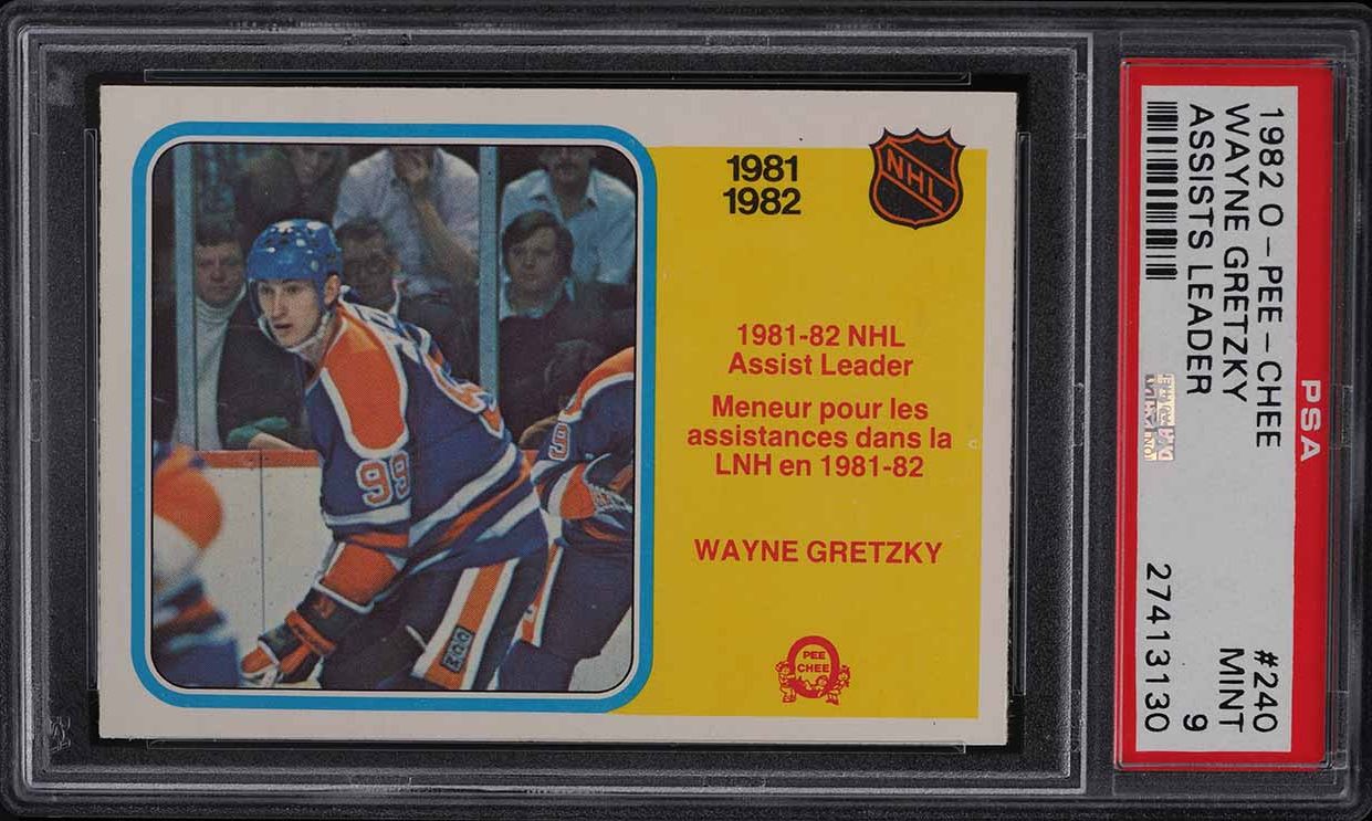 1982 O-Pee-Chee Hockey Wayne Gretzky ASSISTS LDRS #240 PSA 9 MINT