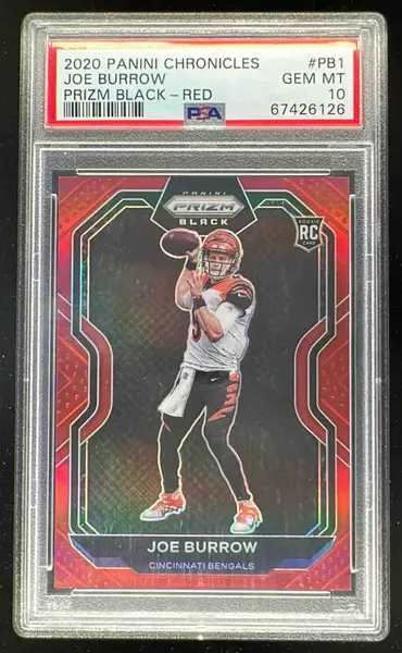 2020 Panini Chronicles Prizm Black Red #PB-1 Joe Burrow RC /99 PSA 10