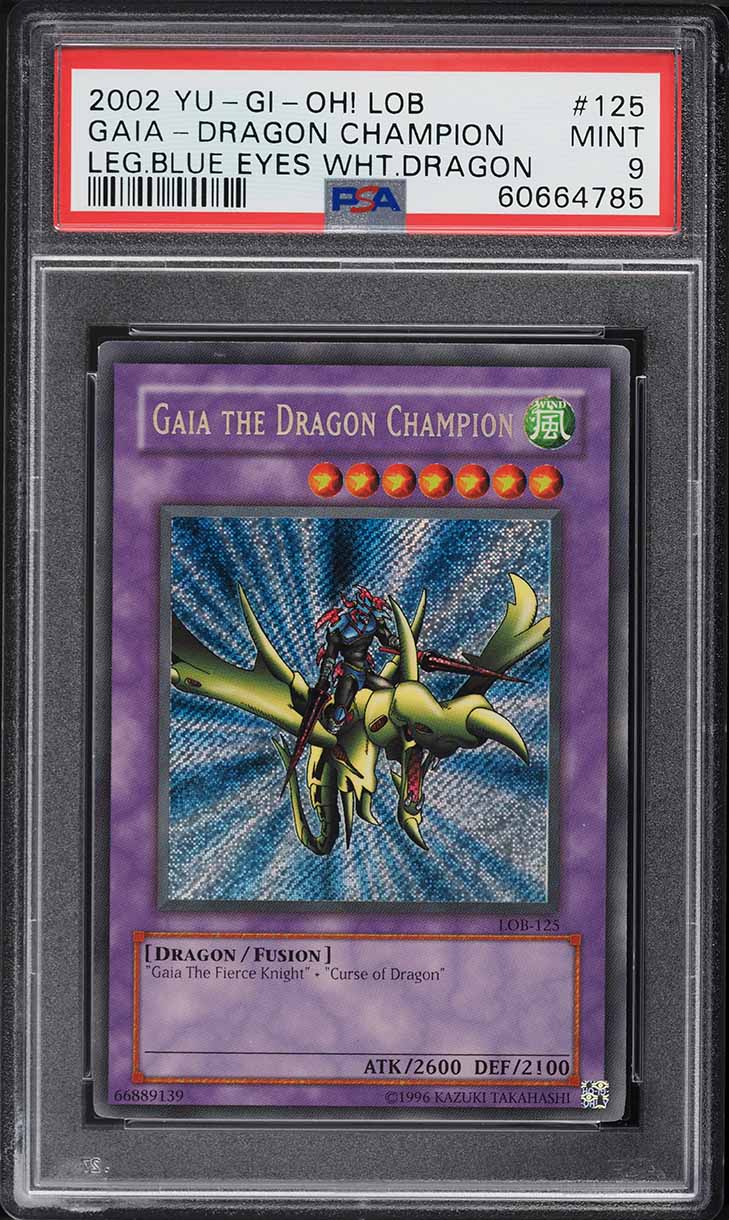 2002 Yu-Gi-Oh! Legend of Blue Eyes Gaia The Dragon Champion #LOB-125 PSA 9 MINT